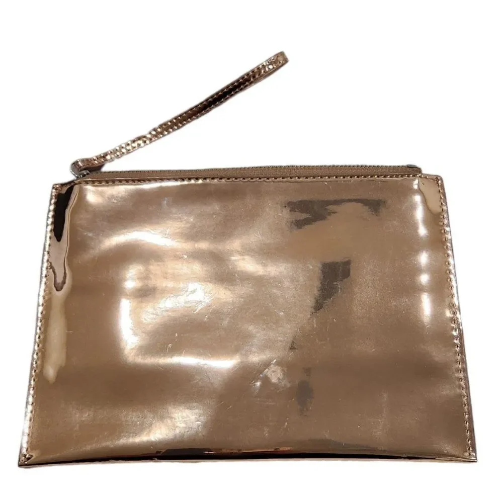 ❤️2/$18 Dot Wow Embossed Rose Gold Wristlet Shining Makeup Bag Clutch